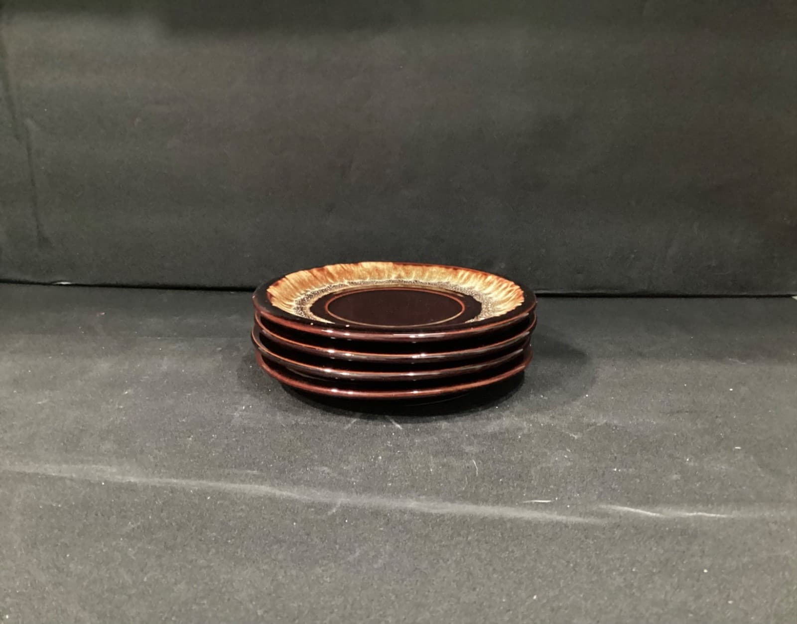 Vintage Pfaltzgraff Gourmet Brown Drip Coffee Tea Saucer Plates 6.75” Set of 4 - Thumbnail 6