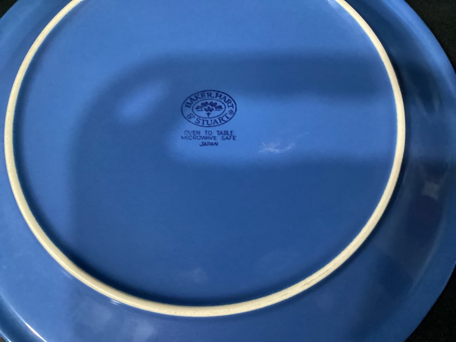 Vintage Baker Hart Stuart Blue Set of 4 Dinner Plates 11" - Thumbnail 4