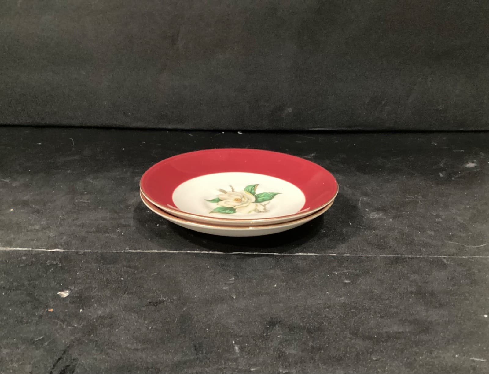 Vintage Homer Laughlin Burgundy Magnolia Lifetime China 2 Tea Cups and Saucers - Thumbnail 14