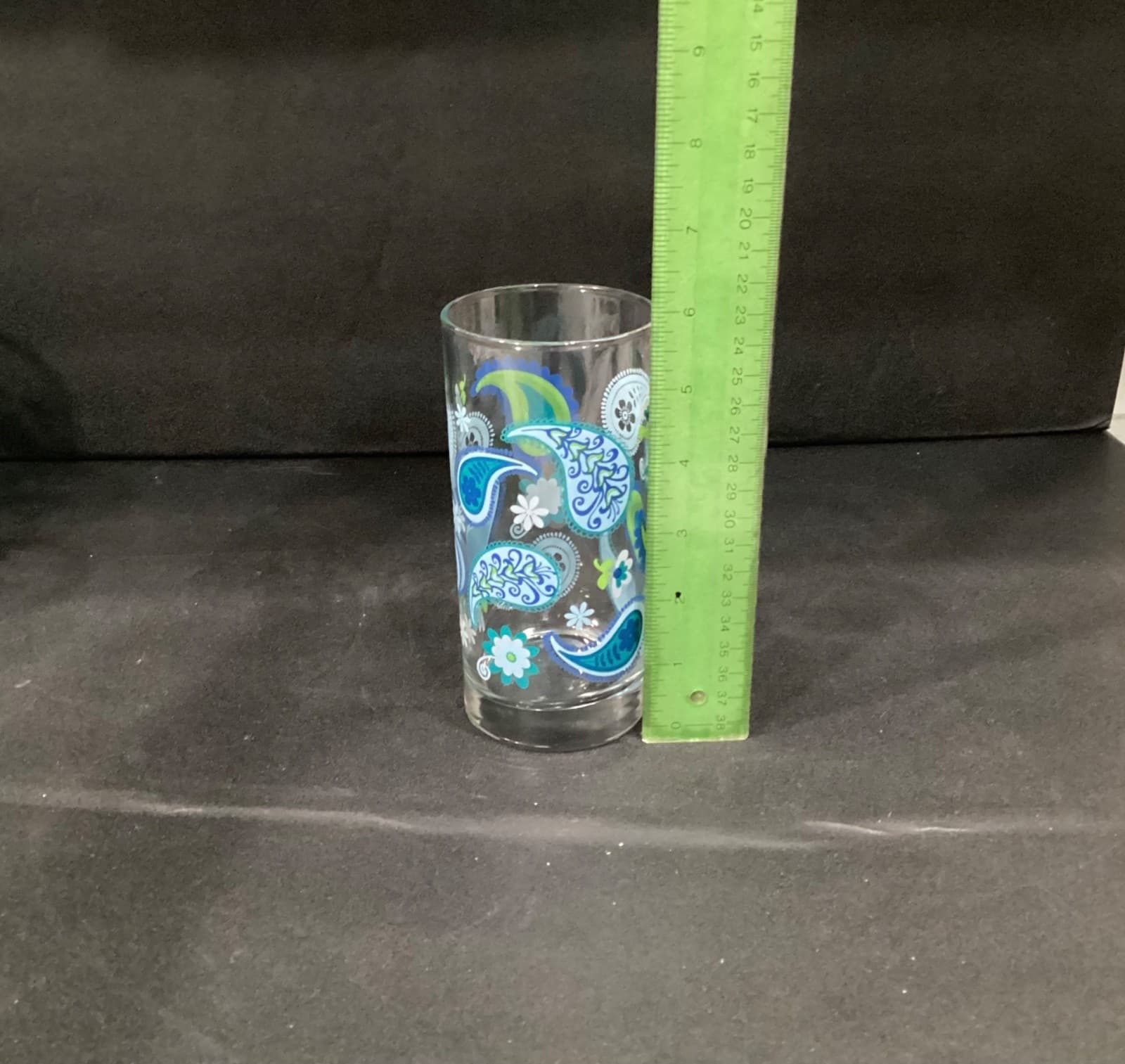 Royal Norfolk Blue Green Paisley Drinking Glass Tumblers 6” Tall Set Of 3 - Thumbnail 5