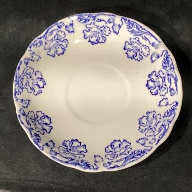 Set Of 4 Vtg. Boch Freres La Louviere 'Douglas' Blue & White Saucers - Thumbnail 3