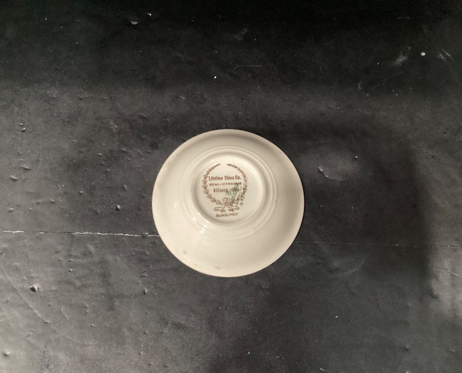 Lifetime China Co Burgundy w White Magnolia Semi-Vitrous 2 Dessert Berry Bowls - Thumbnail 4