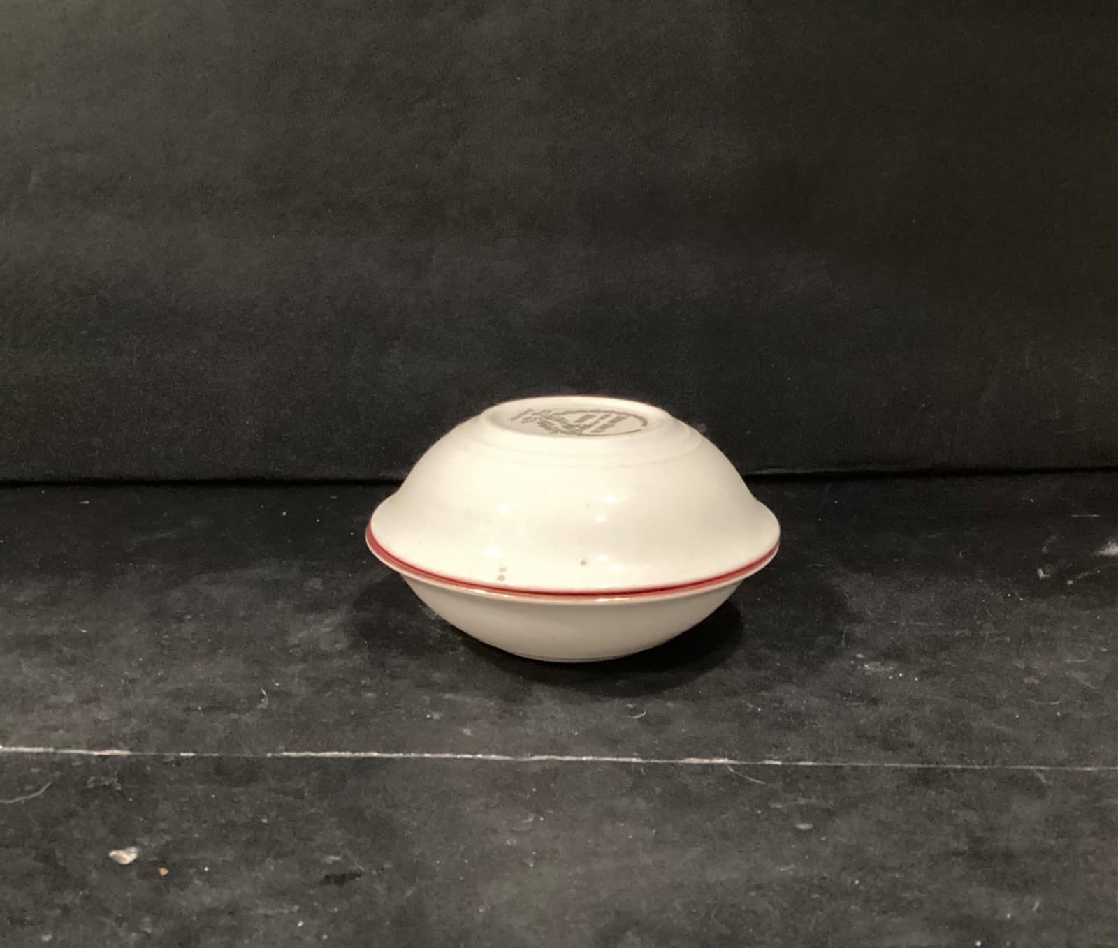 Lifetime China Co Burgundy w White Magnolia Semi-Vitrous 2 Dessert Berry Bowls - Thumbnail 8