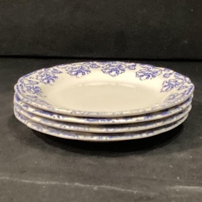 Set Of 4 Vtg. Boch Freres La Louviere 'Douglas' Blue & White Bread Plates - Thumbnail 8