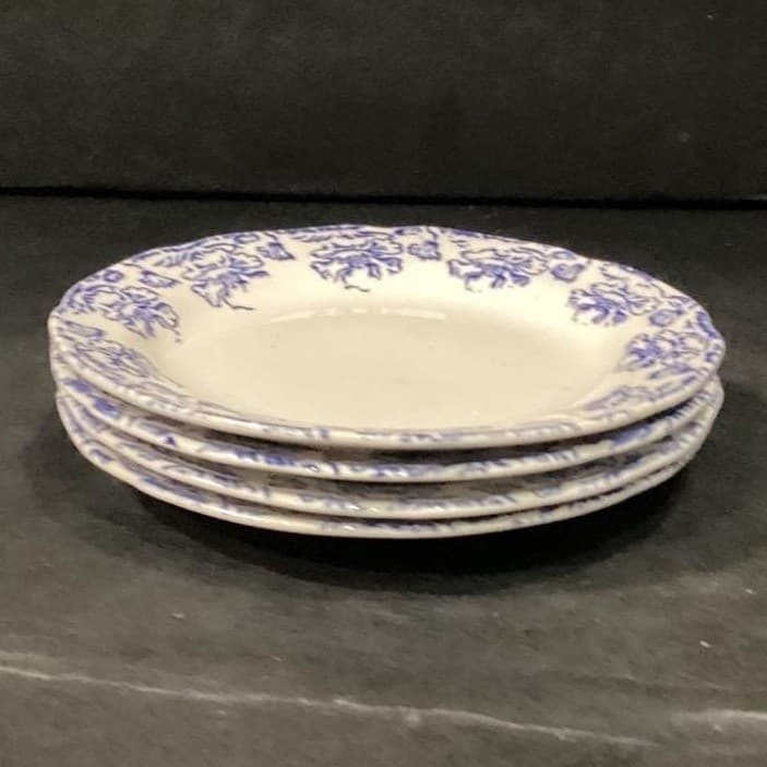 Set Of 4 Vtg. Boch Freres La Louviere 'Douglas' Blue & White Bread Plates - Thumbnail 7