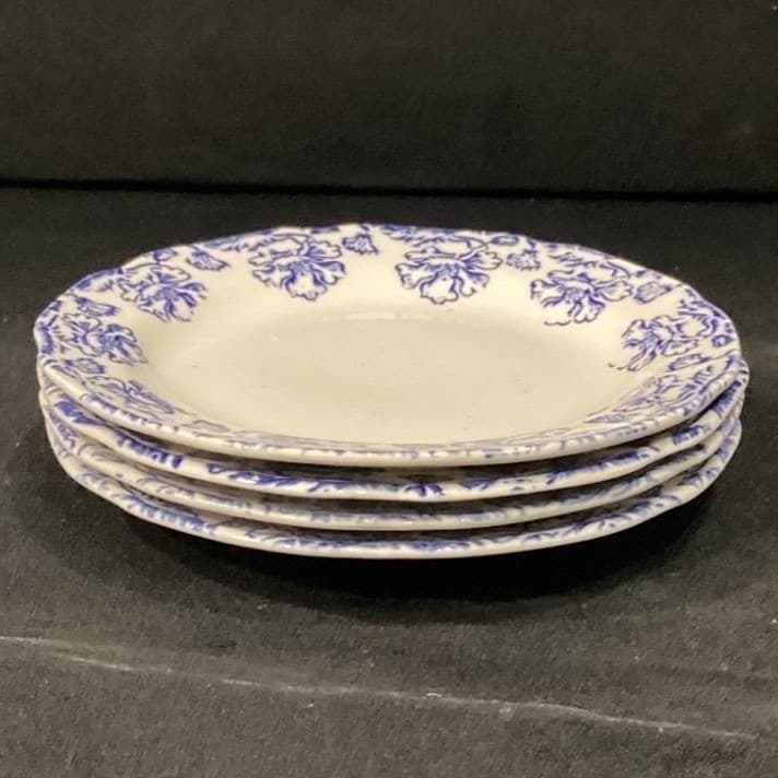 Set Of 4 Vtg. Boch Freres La Louviere 'Douglas' Blue & White Bread Plates - Thumbnail 9