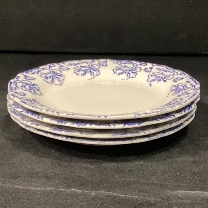 Set Of 4 Vtg. Boch Freres La Louviere 'Douglas' Blue & White Bread Plates - Thumbnail 6