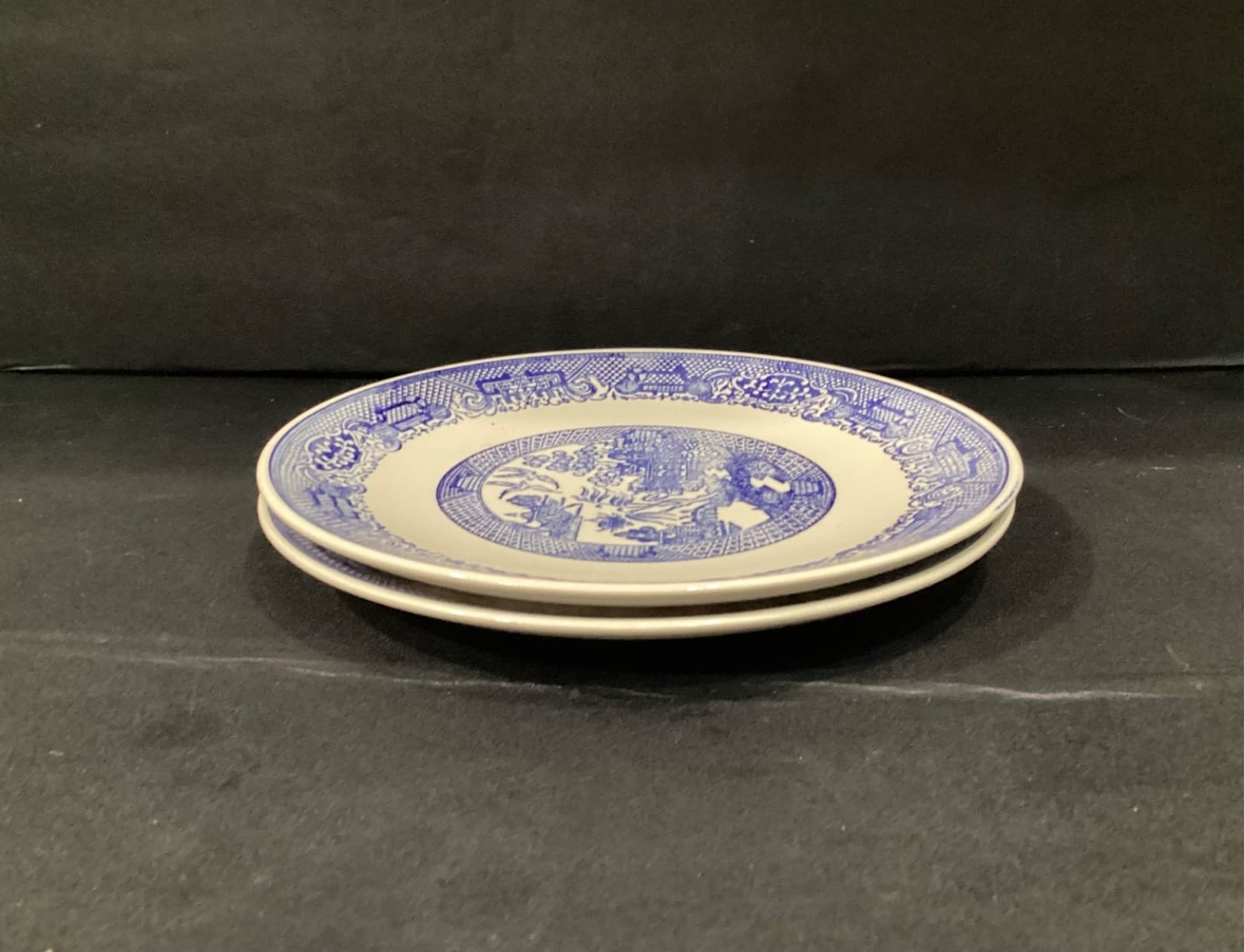 Vintage Churchill England Blue Willow Dinner Plates Set 2 Blue White 10” - Thumbnail 6