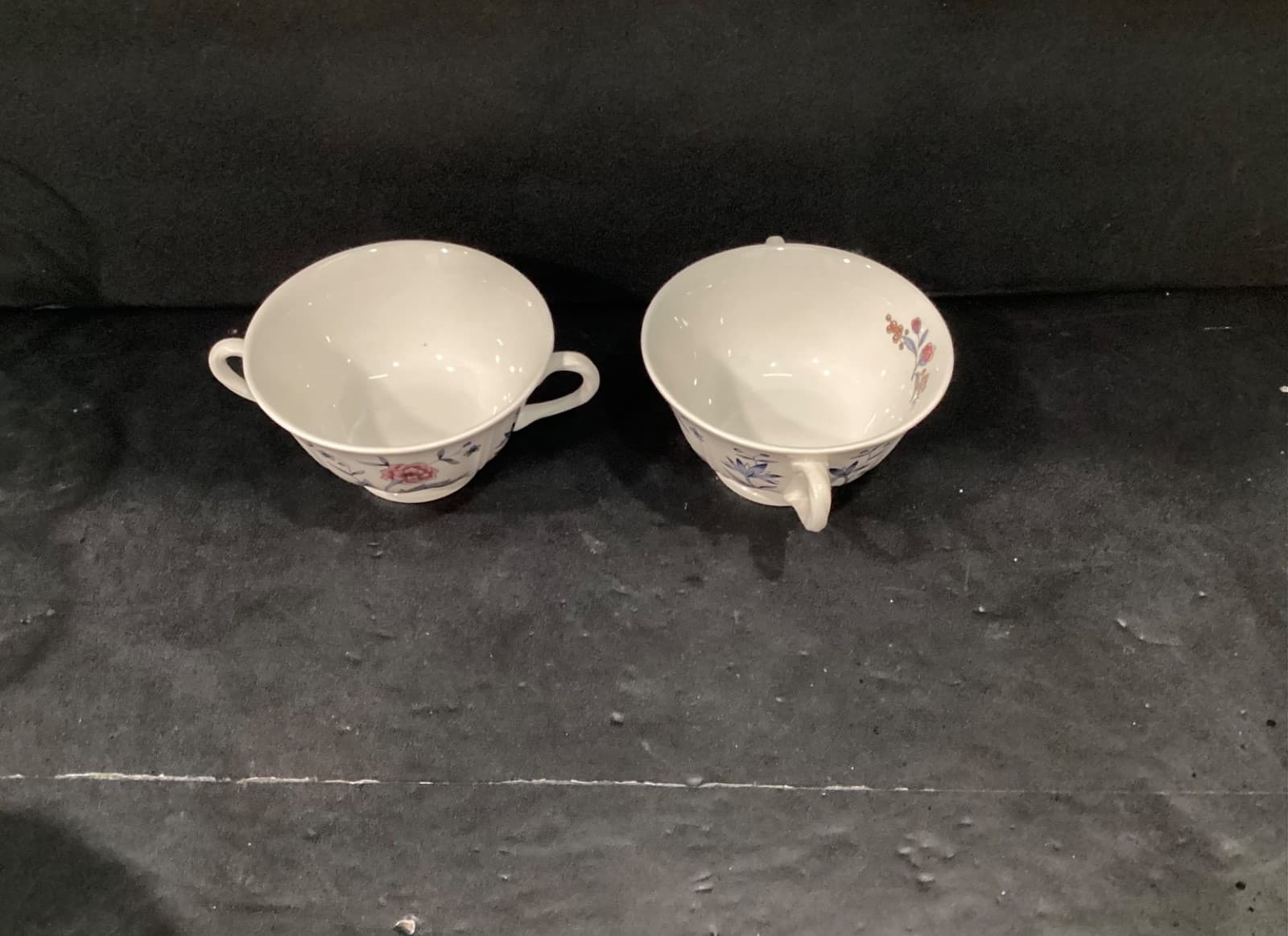 Two Wedgwood Williamsburg Potpourri Footed Cream Soup Bowls Nk510 England - Thumbnail 2