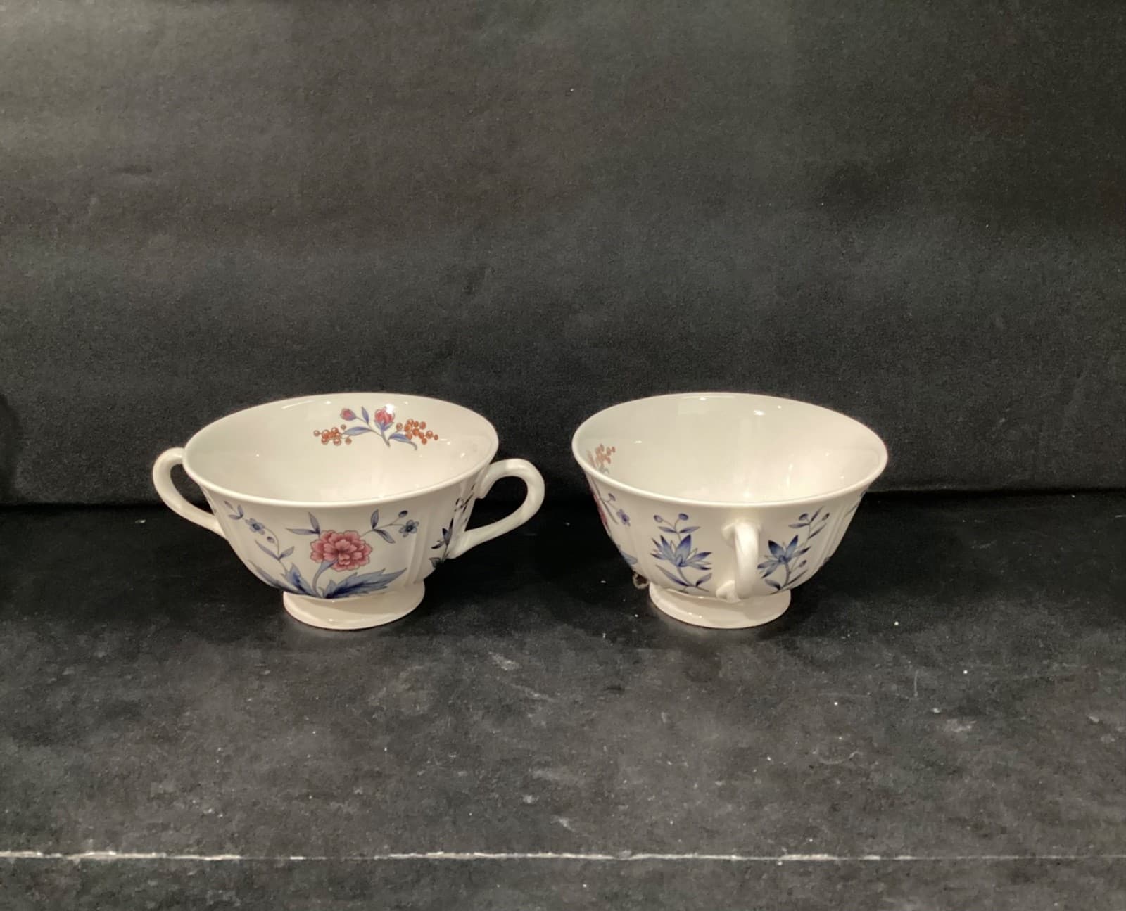 Two Wedgwood Williamsburg Potpourri Footed Cream Soup Bowls Nk510 England - Thumbnail 8