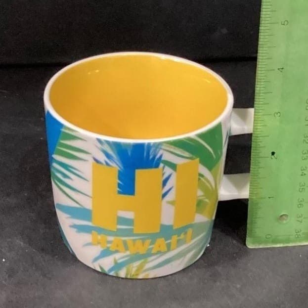 2016 Starbucks Coffee Tea Mug HI HAWAII Green Blue Palms Yellow Interior - Thumbnail 6
