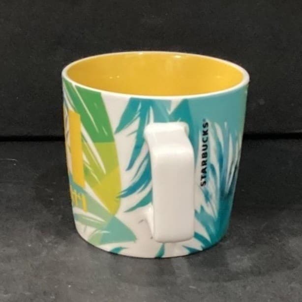 2016 Starbucks Coffee Tea Mug HI HAWAII Green Blue Palms Yellow Interior - Thumbnail 10