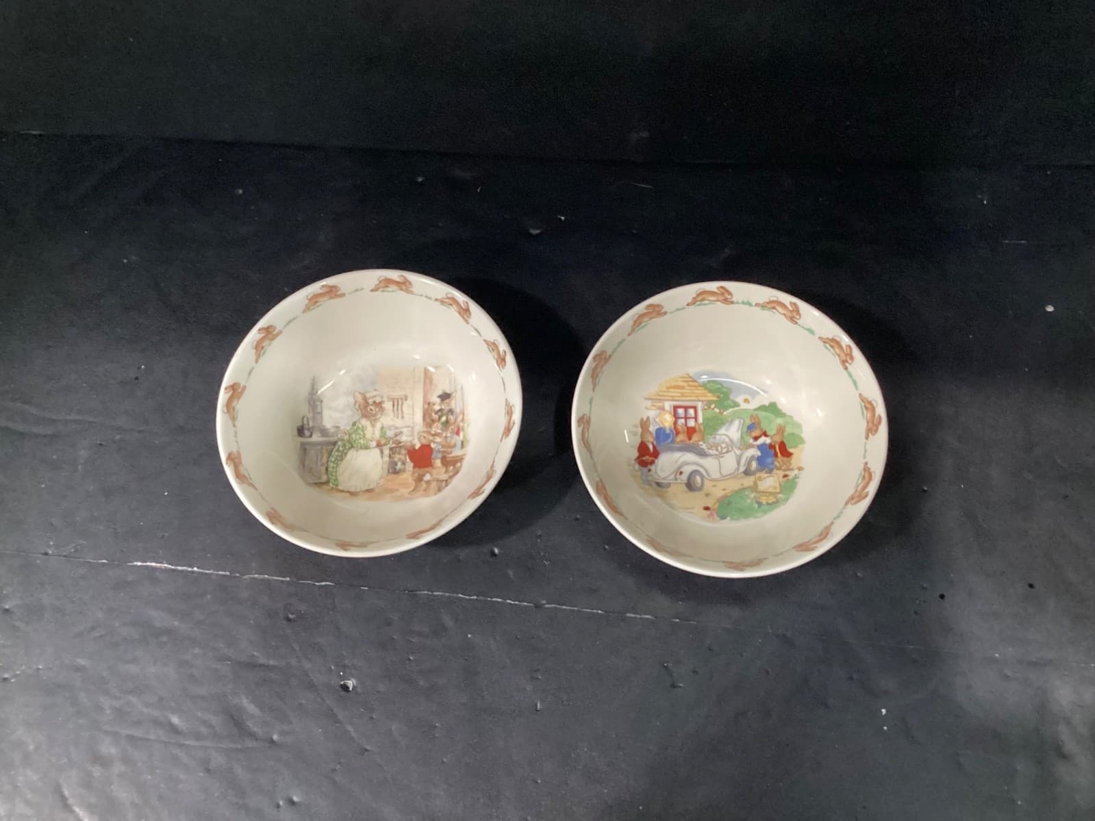 1936 Royal Doulton Bunnykins Cereal Bowl Vintage Collectors England Set of 2 - Thumbnail 2