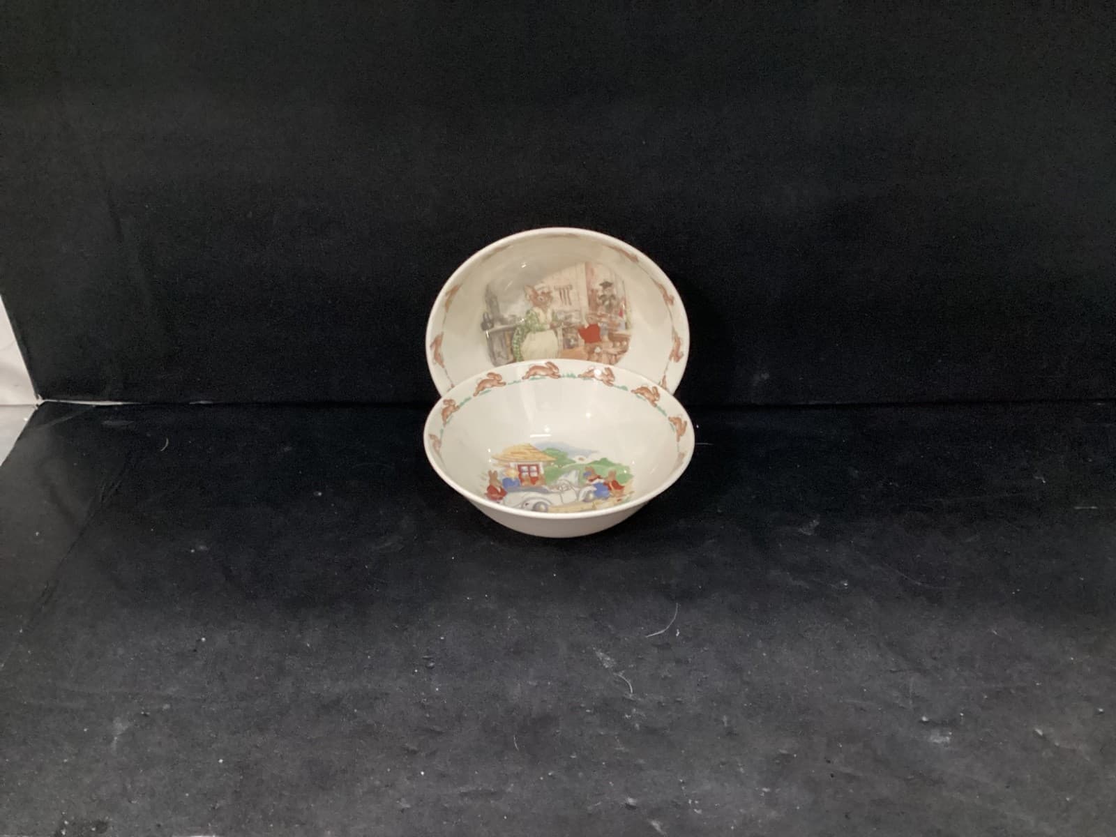 1936 Royal Doulton Bunnykins Cereal Bowl Vintage Collectors England Set of 2