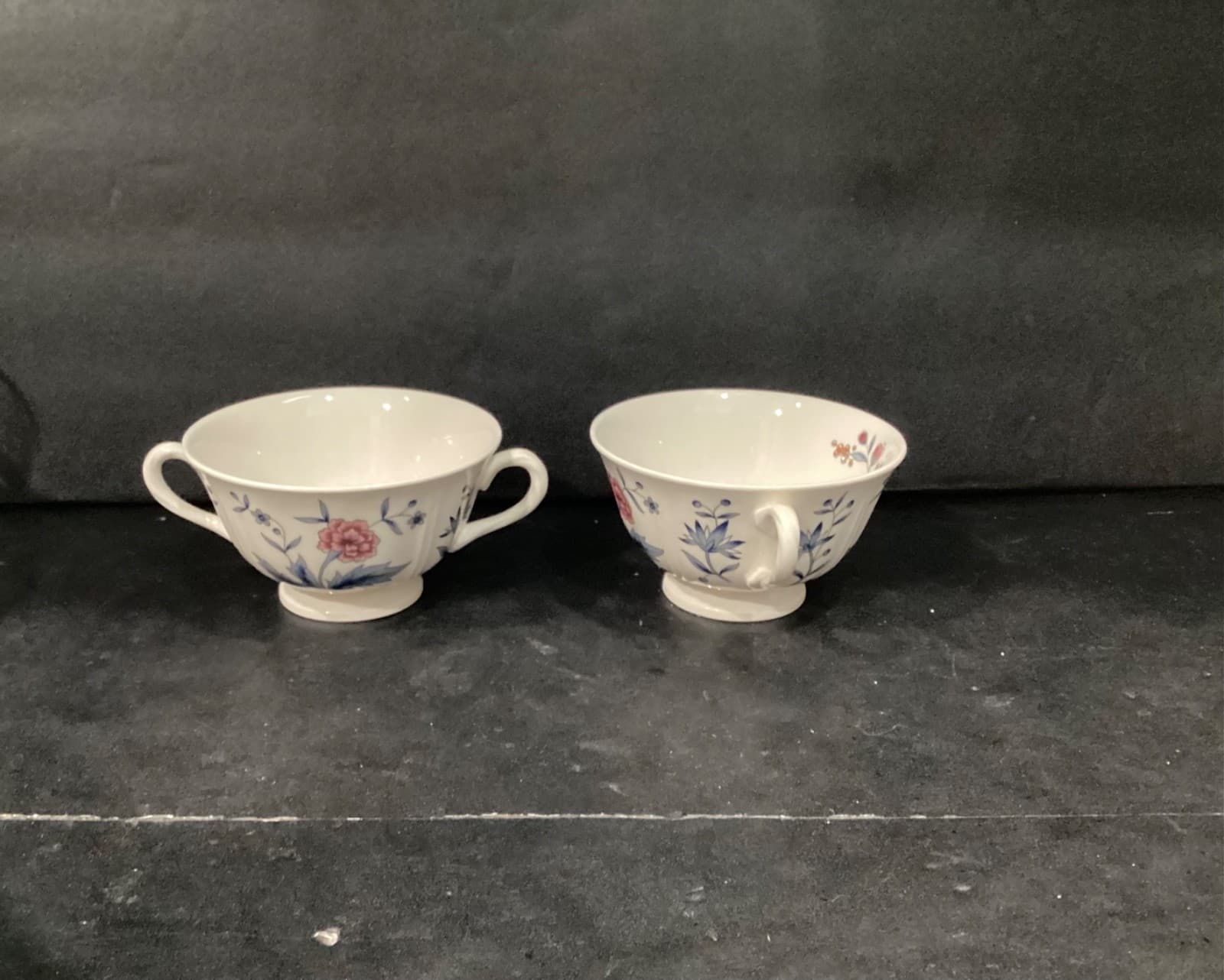 Two Wedgwood Williamsburg Potpourri Footed Cream Soup Bowls Nk510 England - Thumbnail 10