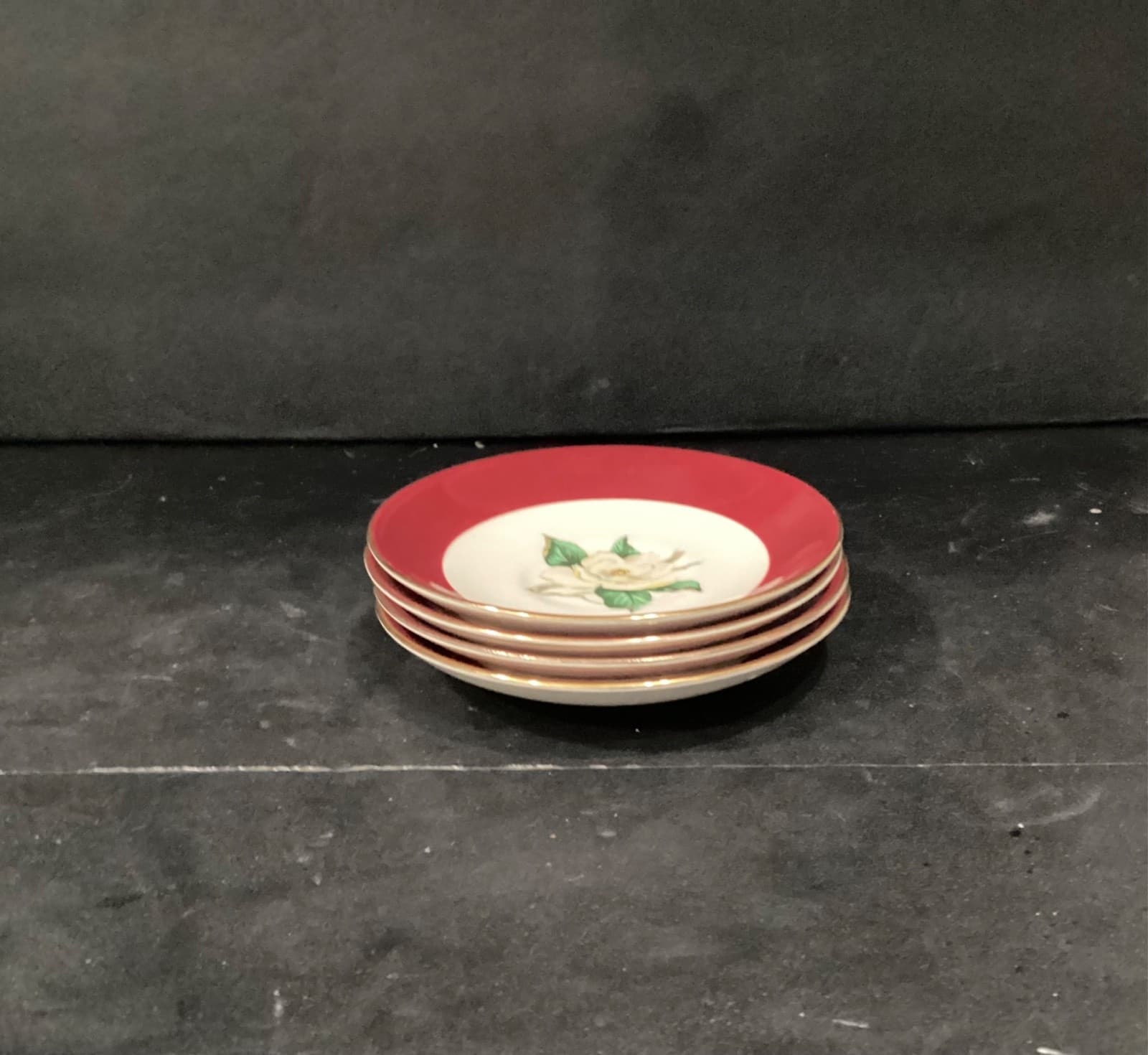 Vintage Homer Laughlin Burgundy Magnolia Lifetime China 4 Tea Cups and Saucers - Thumbnail 15