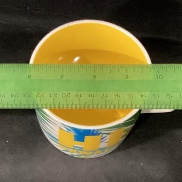2016 Starbucks Coffee Tea Mug HI HAWAII Green Blue Palms Yellow Interior - Thumbnail 7