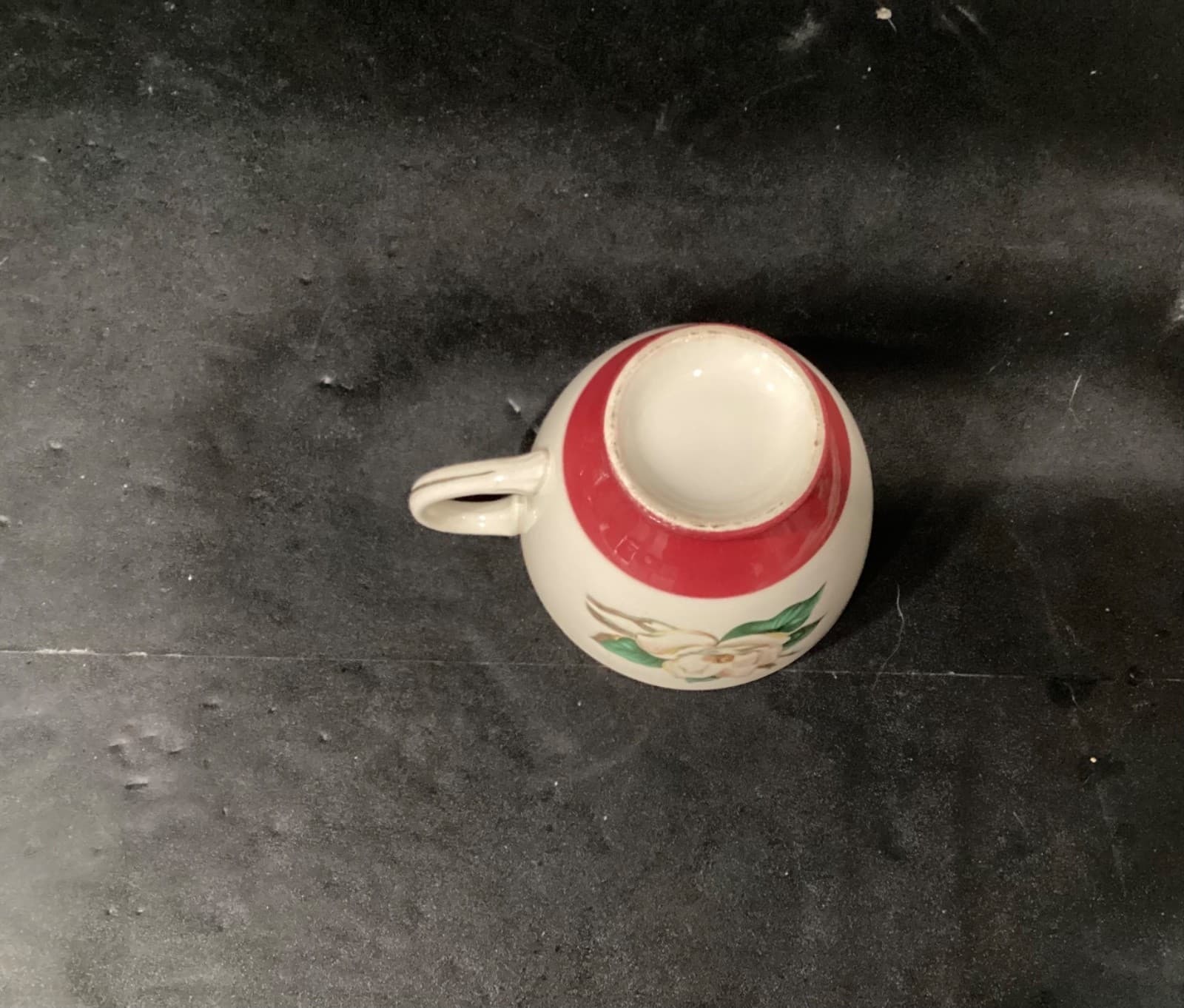 Vintage Homer Laughlin Burgundy Magnolia Lifetime China 4 Tea Cups and Saucers - Thumbnail 4