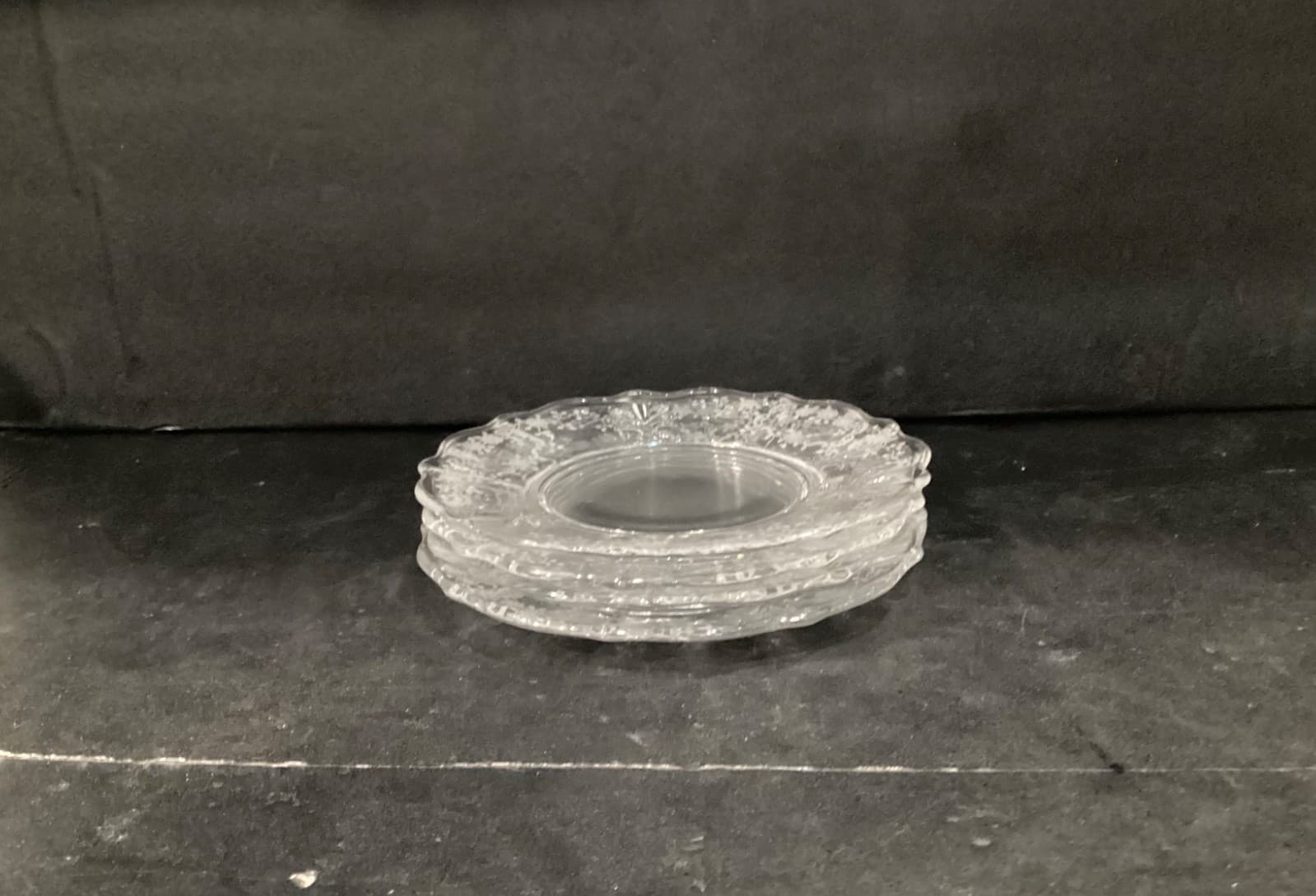 Fostoria Meadow Rose 7 3/8” Plates 1940s-50s Set of 4 Etched Floral CLEAR - Thumbnail 8