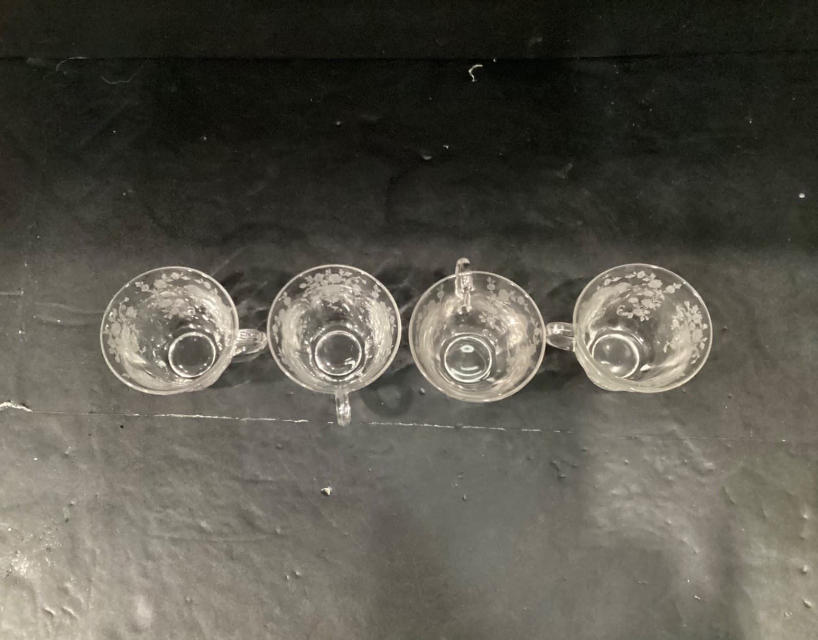 Duncan Miller FIRST LOVE Punch Tea Cups Etched Floral 1930s Set of 4 - Thumbnail 3