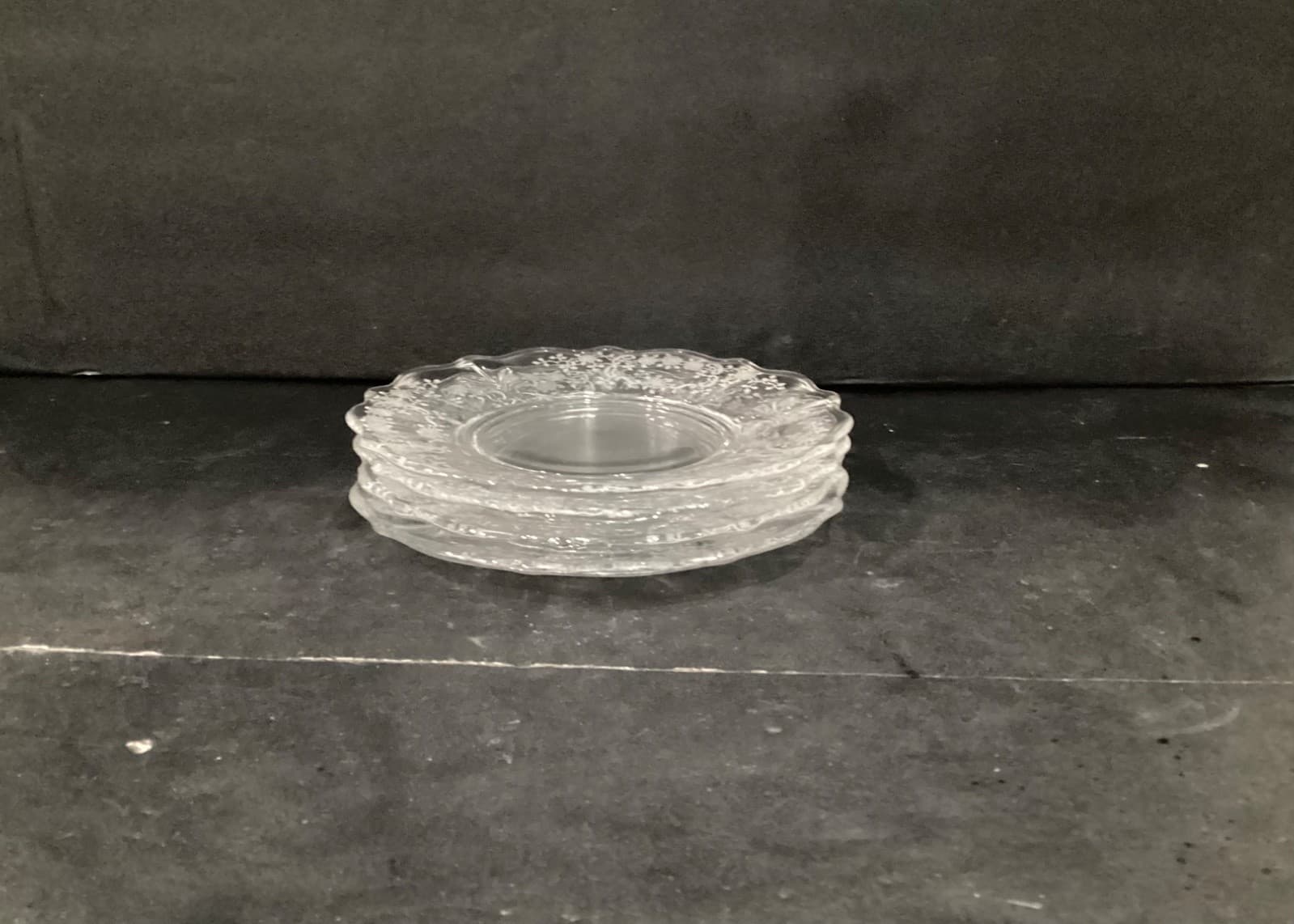Fostoria Meadow Rose 7 3/8” Plates 1940s-50s Set of 4 Etched Floral CLEAR - Thumbnail 6