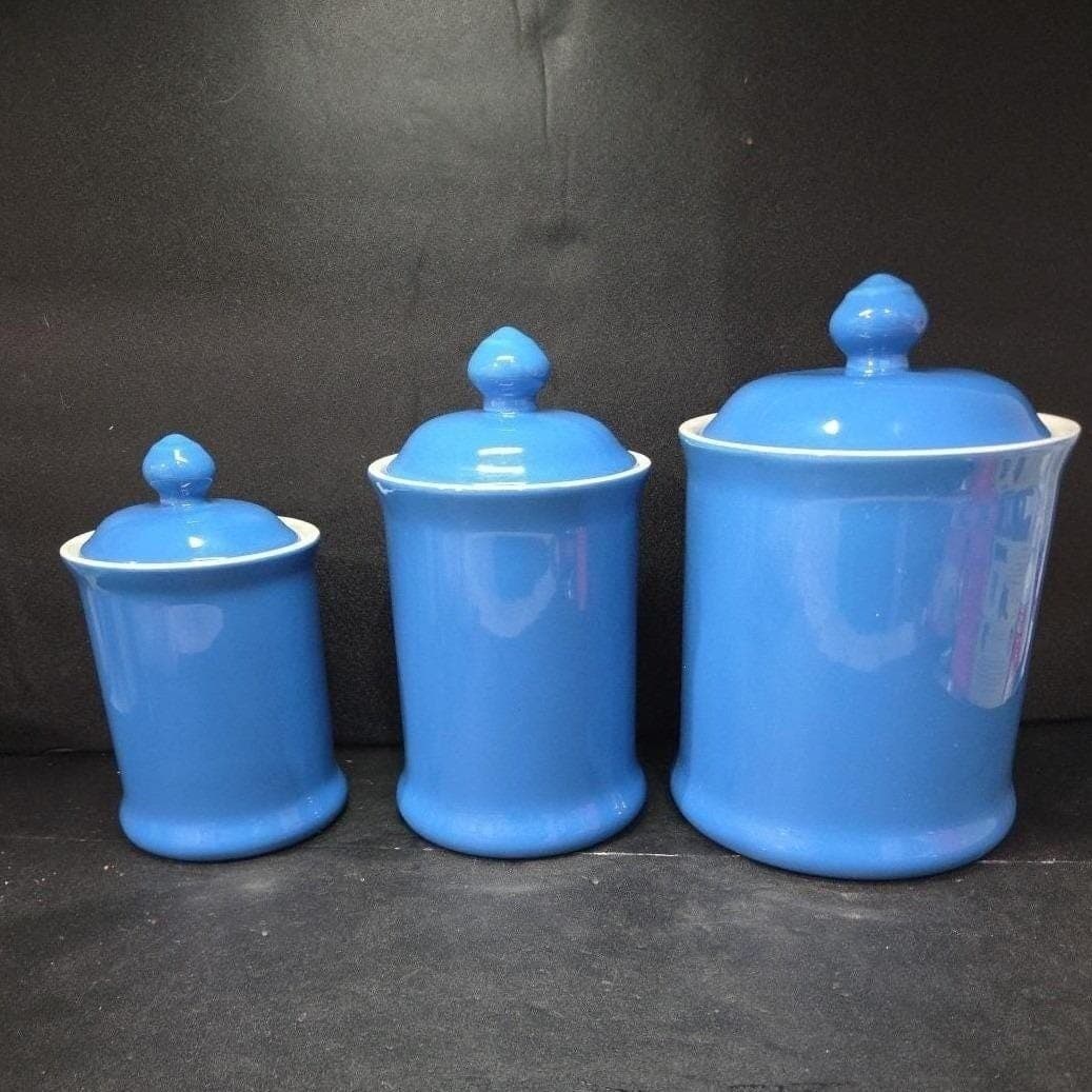 Williams Sonoma Blue Lidded Canisters, Set of 3, Replacement Kitchenware, Jars - Thumbnail 5