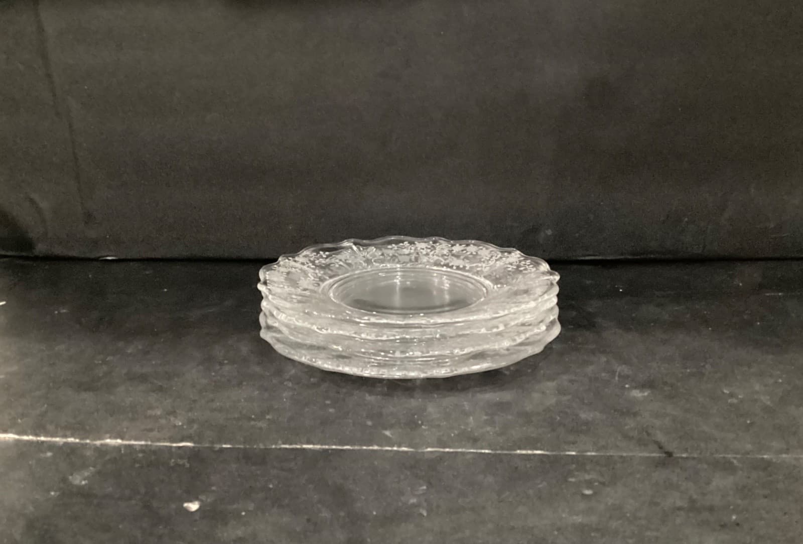 Fostoria Meadow Rose 7 3/8” Plates 1940s-50s Set of 4 Etched Floral CLEAR - Thumbnail 7