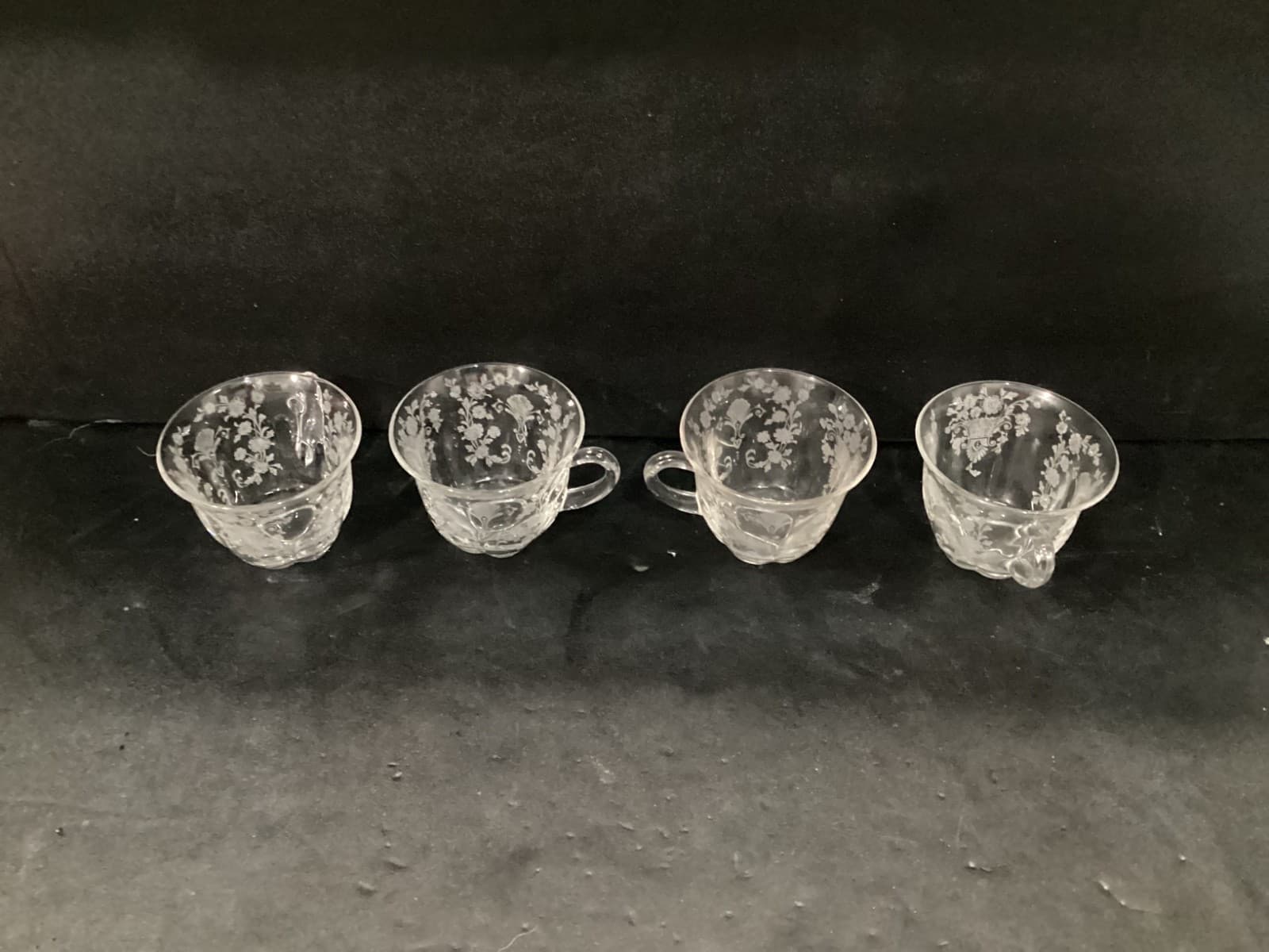 Duncan Miller FIRST LOVE Punch Tea Cups Etched Floral 1930s Set of 4 - Thumbnail 2