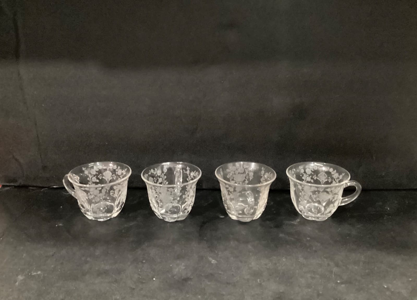 Duncan Miller FIRST LOVE Punch Tea Cups Etched Floral 1930s Set of 4 - Thumbnail 7