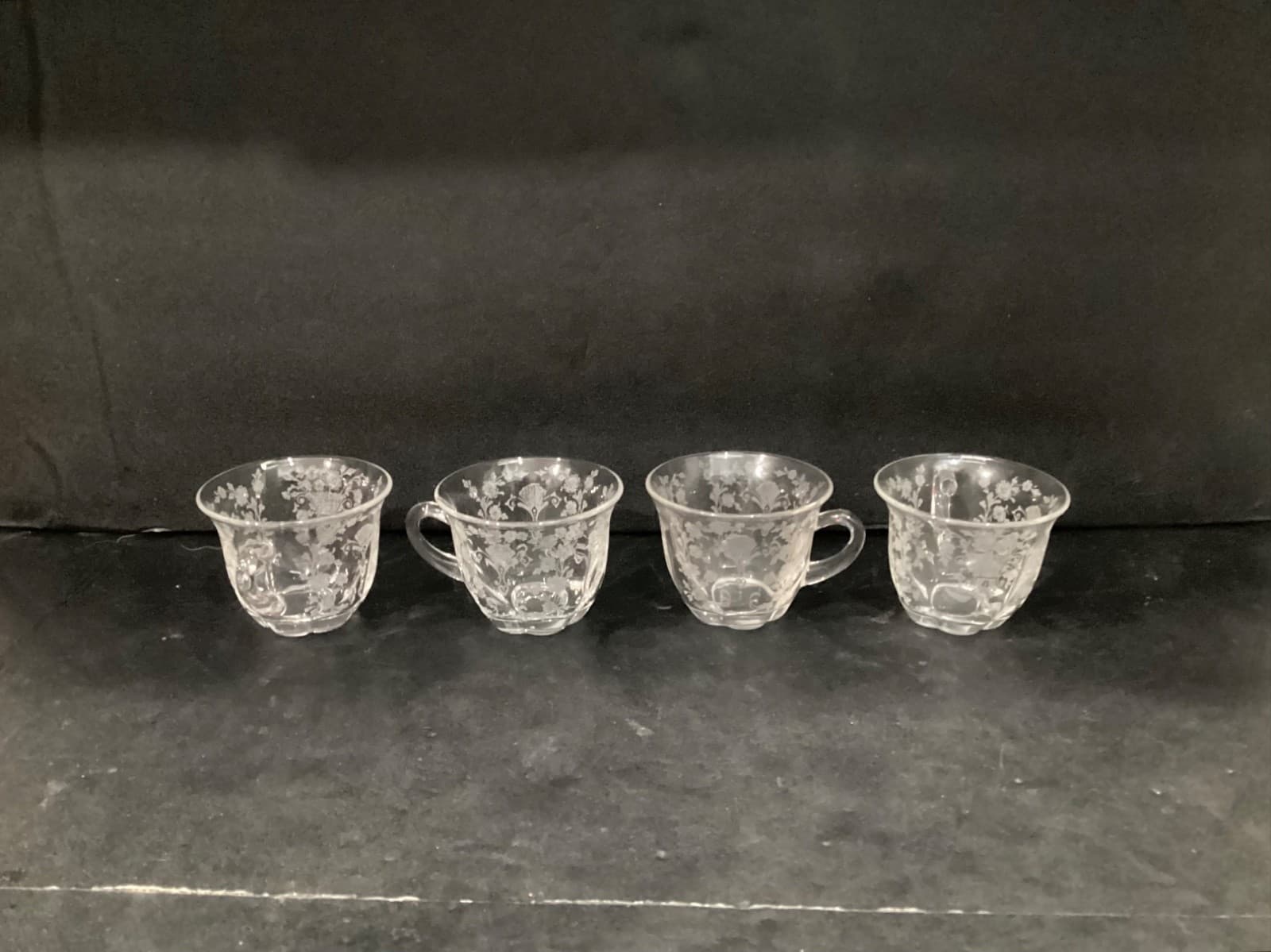 Duncan Miller FIRST LOVE Punch Tea Cups Etched Floral 1930s Set of 4 - Thumbnail 8