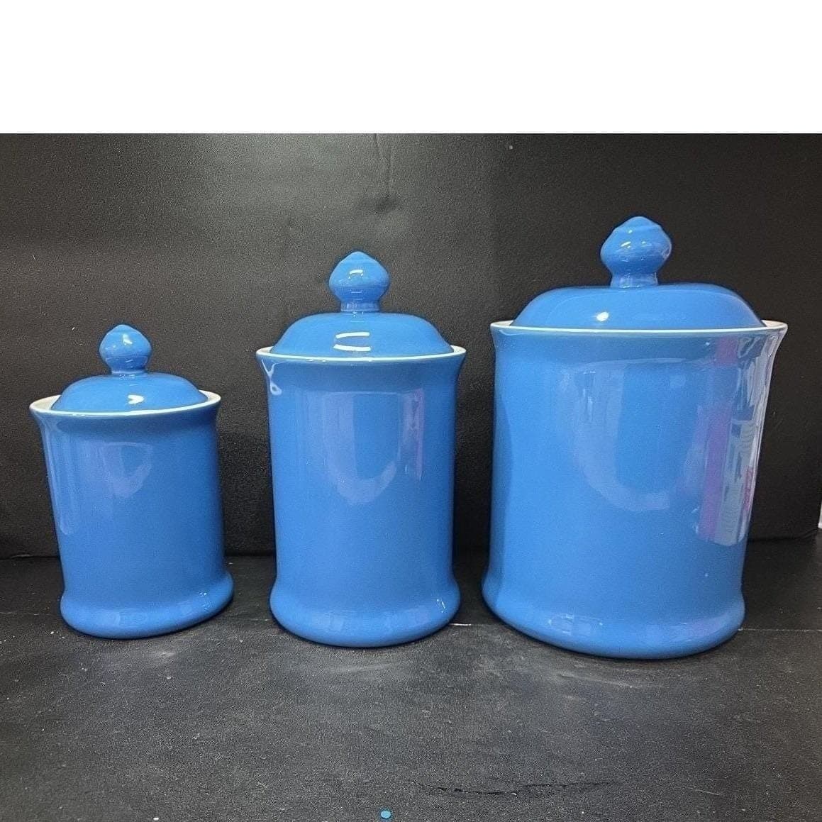 Williams Sonoma Blue Lidded Canisters, Set of 3, Replacement Kitchenware, Jars - Thumbnail 2