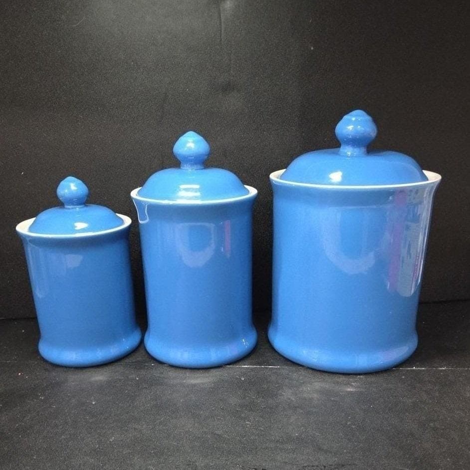 Williams Sonoma Blue Lidded Canisters, Set of 3, Replacement Kitchenware, Jars - Thumbnail 4
