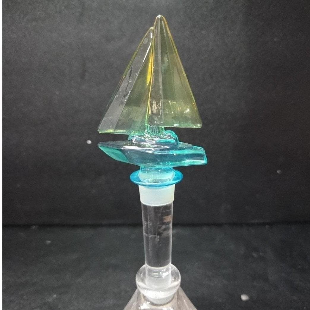 Mikasa Blue Regatta Ship Bottle Stopper, Lead Crystal Boat Replacement Topper - Thumbnail 2