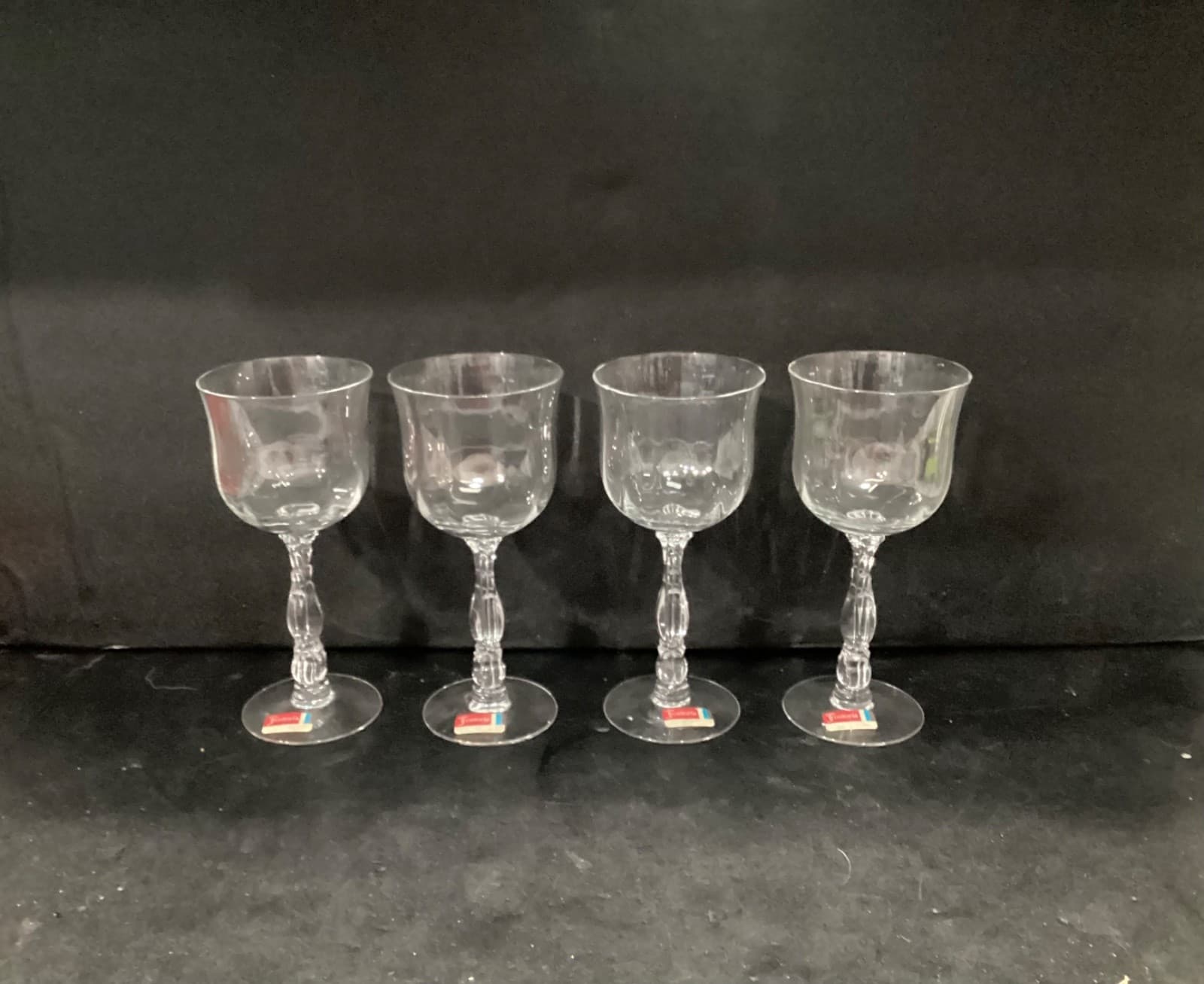 Fostoria Crystal Cellini Loop Optic Iced Tea Glasses Goblets Set of 4 - Thumbnail 7