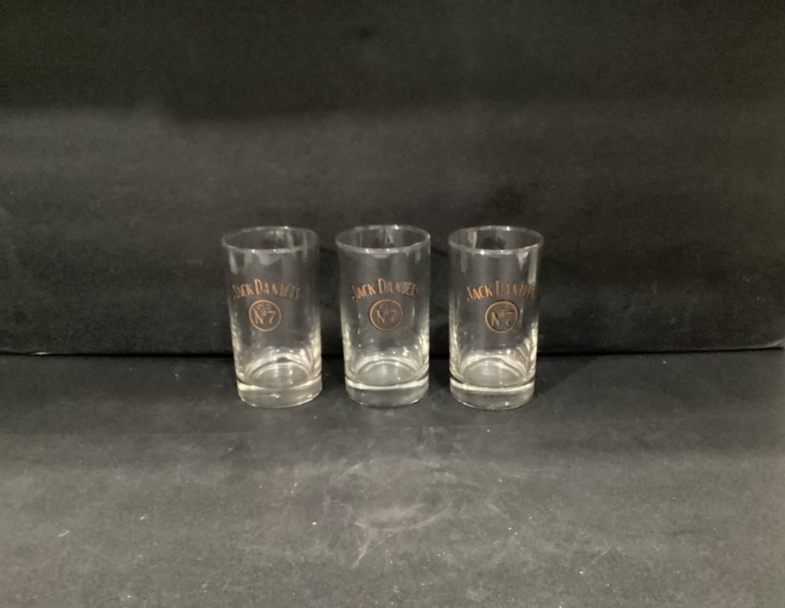 3 ~ Jack Daniels OLD No 7 Glitter Logo Whiskey Glasses ~ Weighted Base