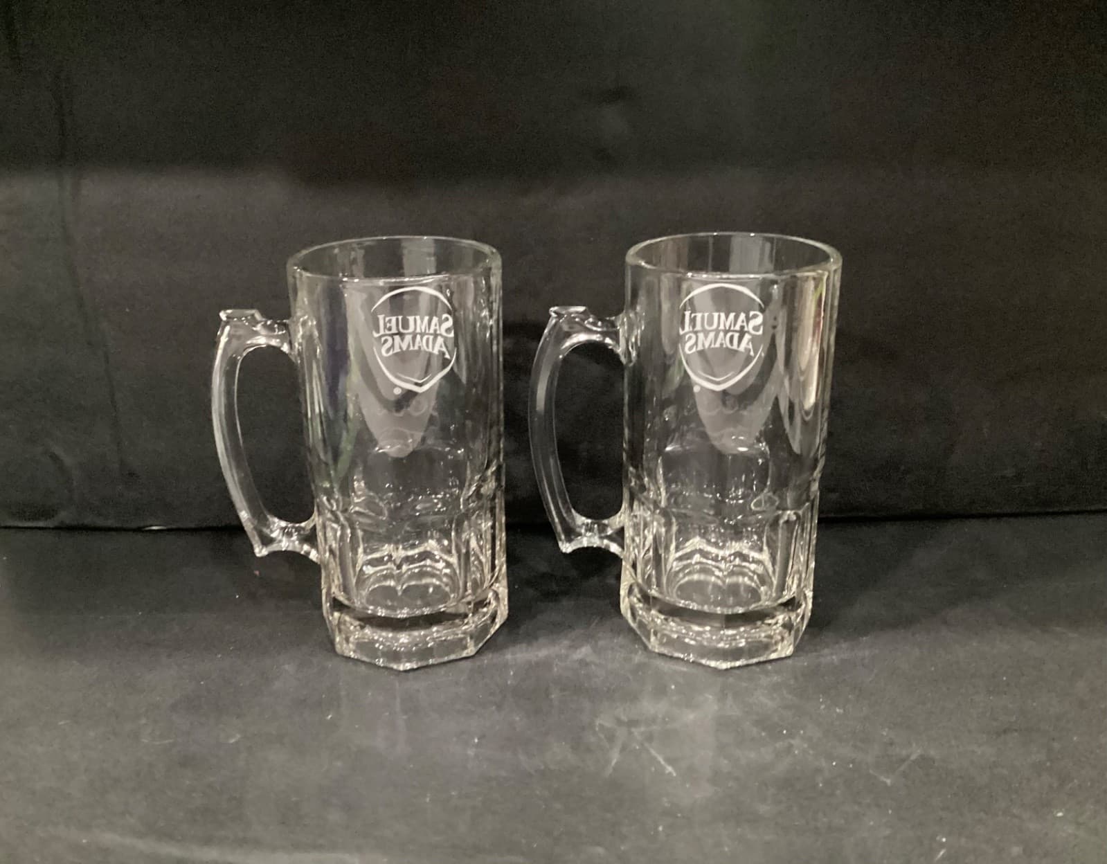 2 Libbey Glass Samuel Adams Heavy Glass Partial Paneled 32 oz Beer Mugs 8” - Thumbnail 9