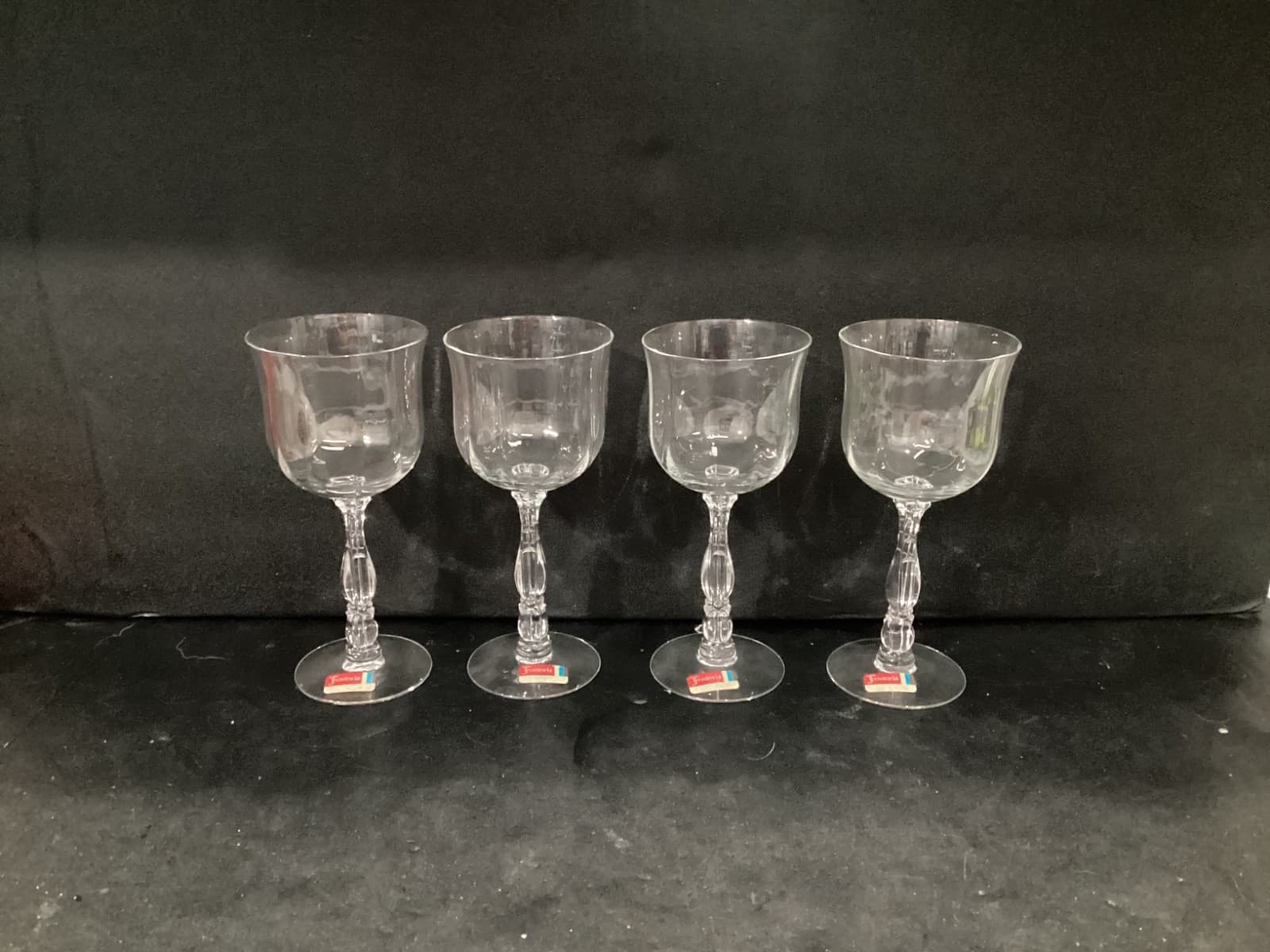 Fostoria Crystal Cellini Loop Optic Iced Tea Glasses Goblets Set of 4