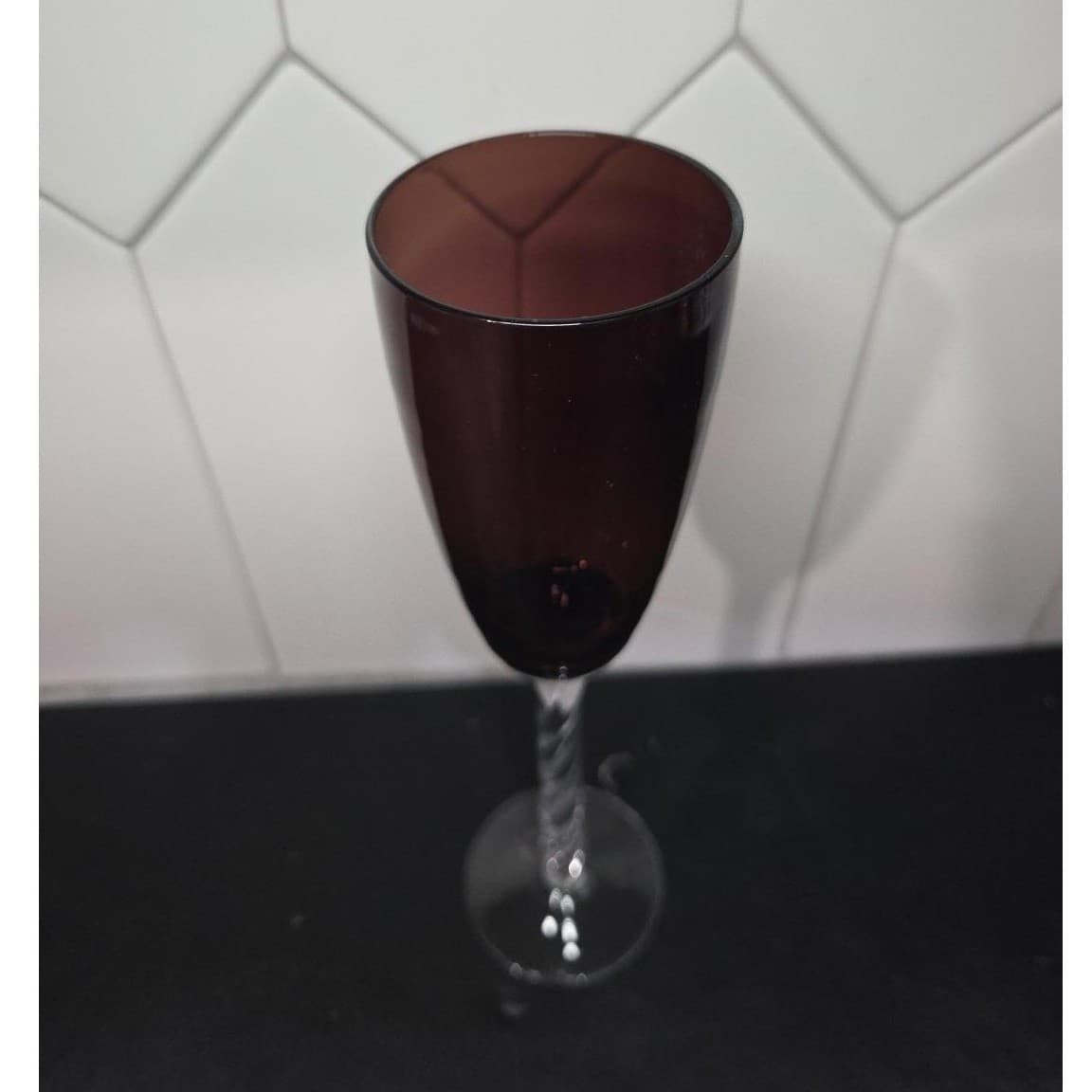 Pier 1 Imports Amethyst Purple Champagne Flute, Vintage Twisted Stem Stemware - Thumbnail 6