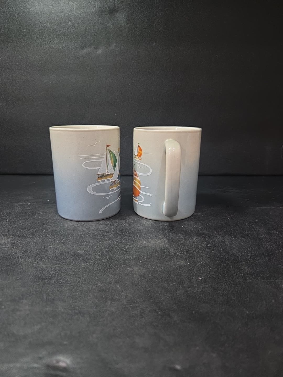 Otagiri Sailboat Coffee Mugs, Set of 2, Vtg Nautical Coffee Cups, Coastal Decor - Thumbnail 2