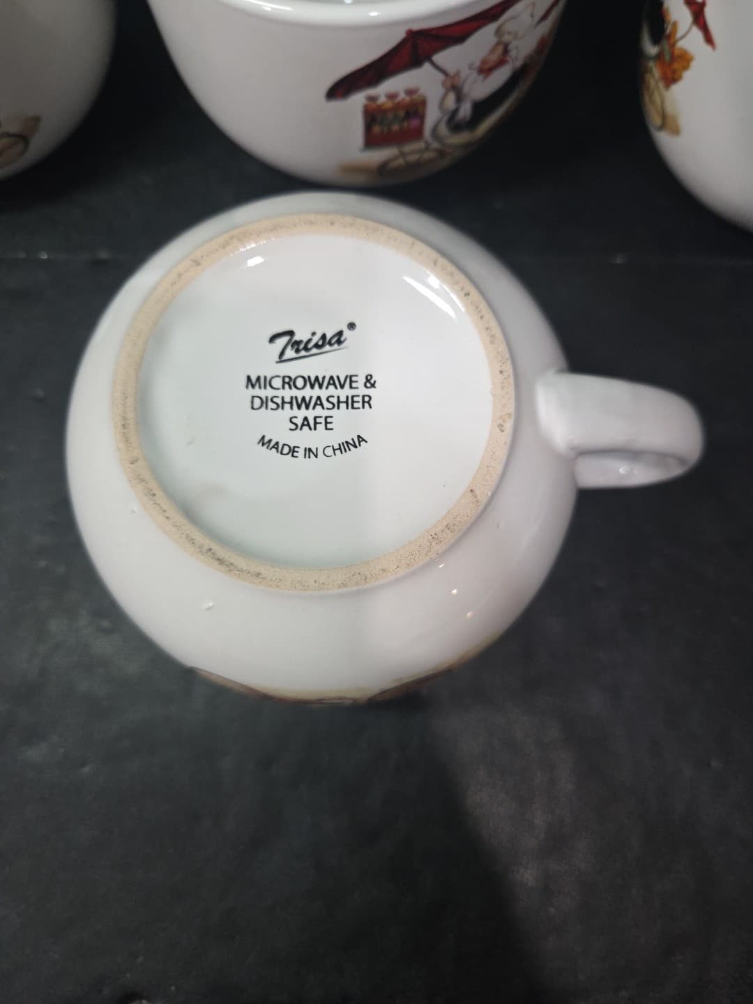 Trisa Large Coffee Mugs, French Chef on Bicycle Design, Set Of 4 Soup Cups 24 Oz - Thumbnail 7