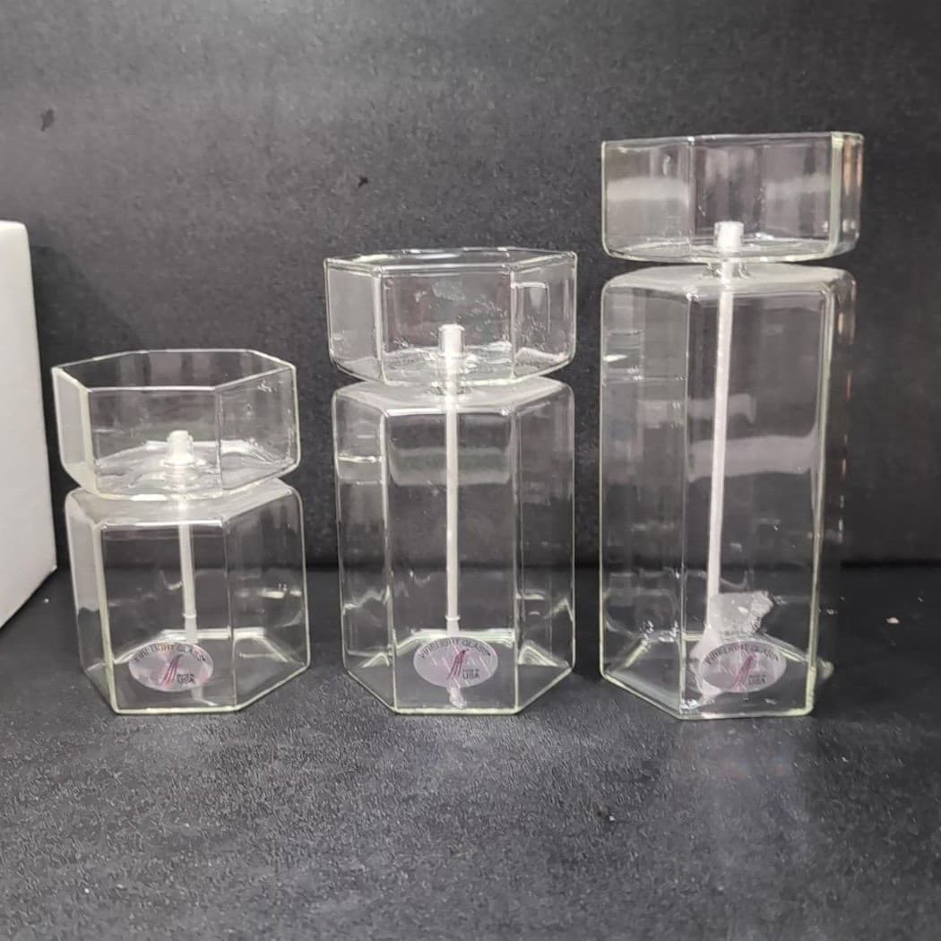 Firelight Glass Hexagonal Pillar Candles, Decorative Oil Lamp, Minimalist Decor - Thumbnail 3
