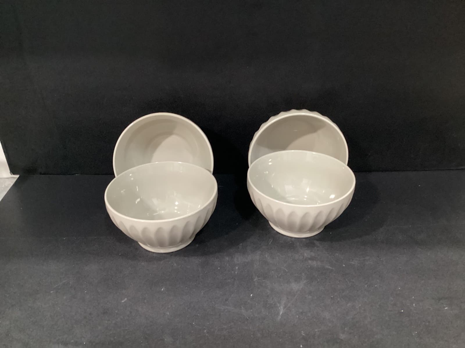 Vintage Crofton Stoneware Fluted 5.5” Soup Cereal Stackable Bowls Set of 4