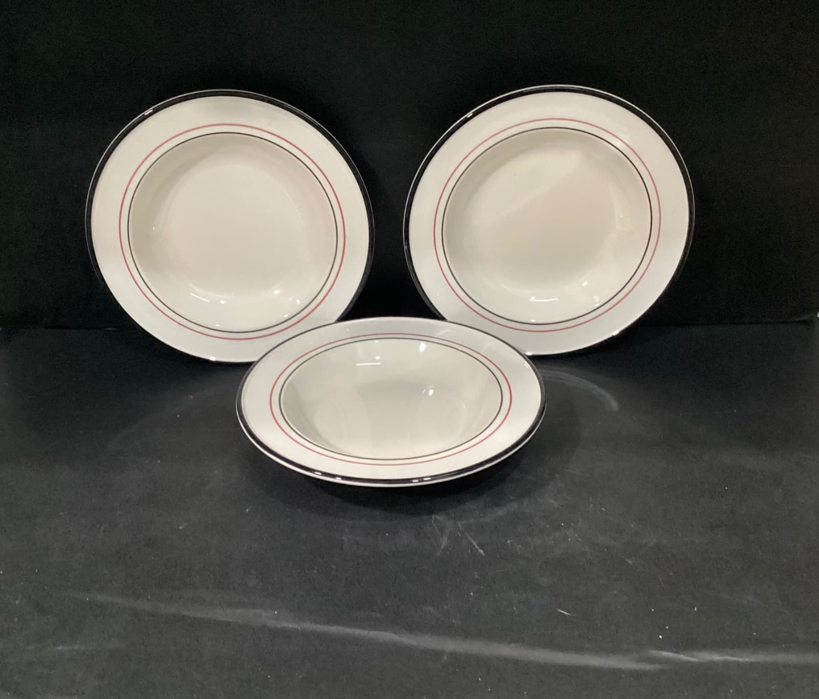 Set Of 3 Primula 9" Soup Salad Striped Rimmed Bowls Italy