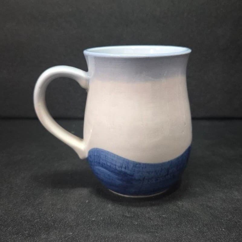 Studio Art Pottery Glazed Coffee Cup, Vintage Beach Seagulls Ships Waves Design - Thumbnail 4