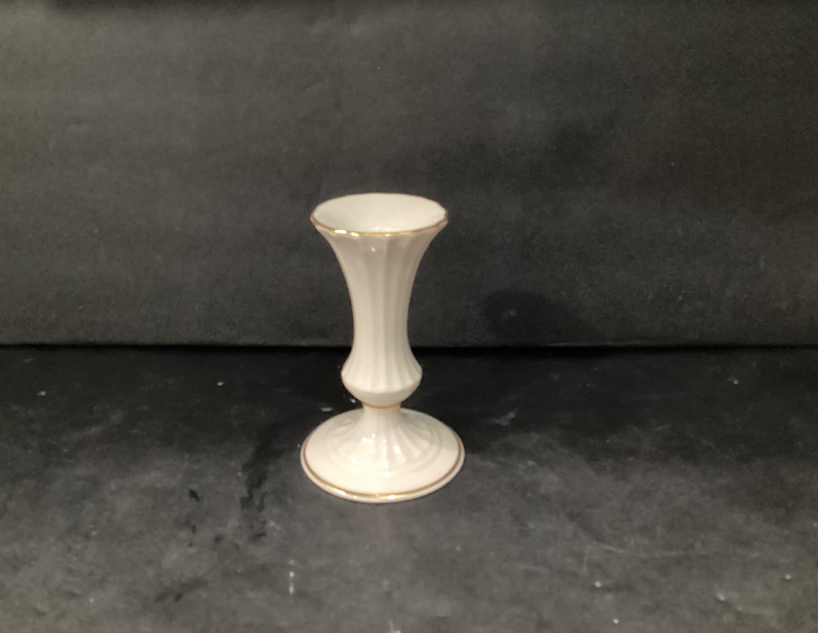 Vintage Lenox Classic Ivory Colored 24k Gold Trim 6" Candle Stick Holder - Thumbnail 6