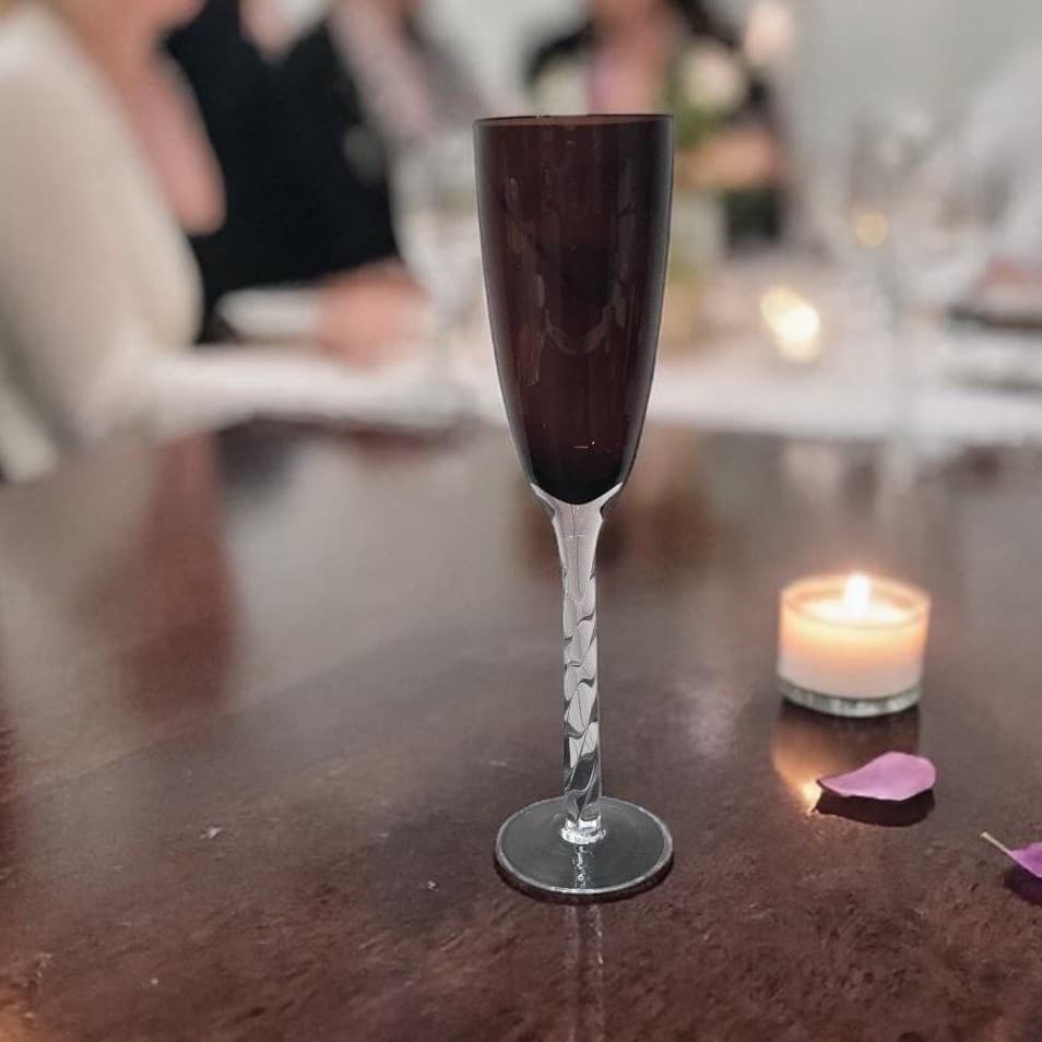 Pier 1 Imports Amethyst Purple Champagne Flute, Vintage Twisted Stem Stemware