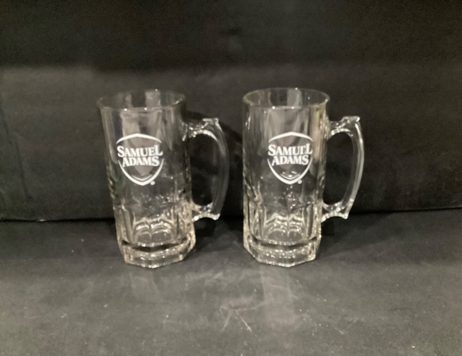 2 Libbey Glass Samuel Adams Heavy Glass Partial Paneled 32 oz Beer Mugs 8” - Thumbnail 7