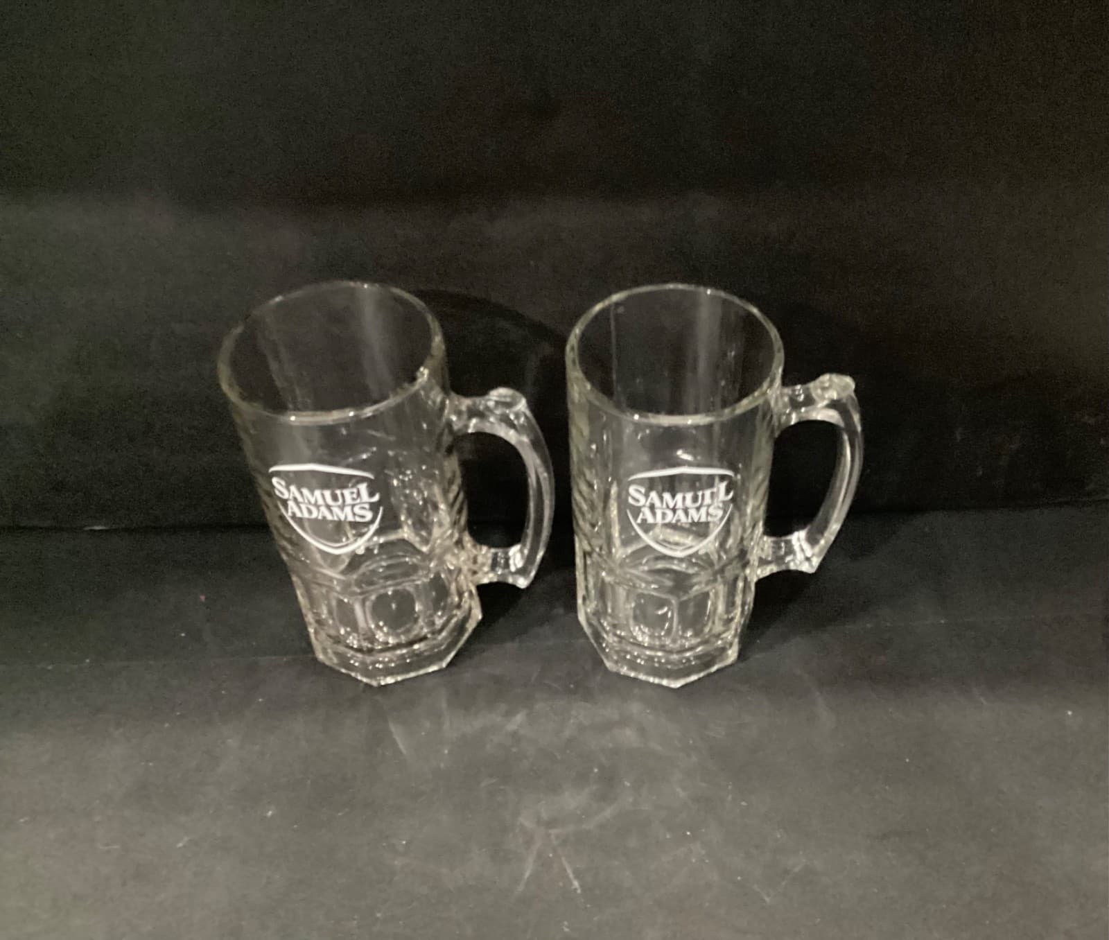 2 Libbey Glass Samuel Adams Heavy Glass Partial Paneled 32 oz Beer Mugs 8” - Thumbnail 2