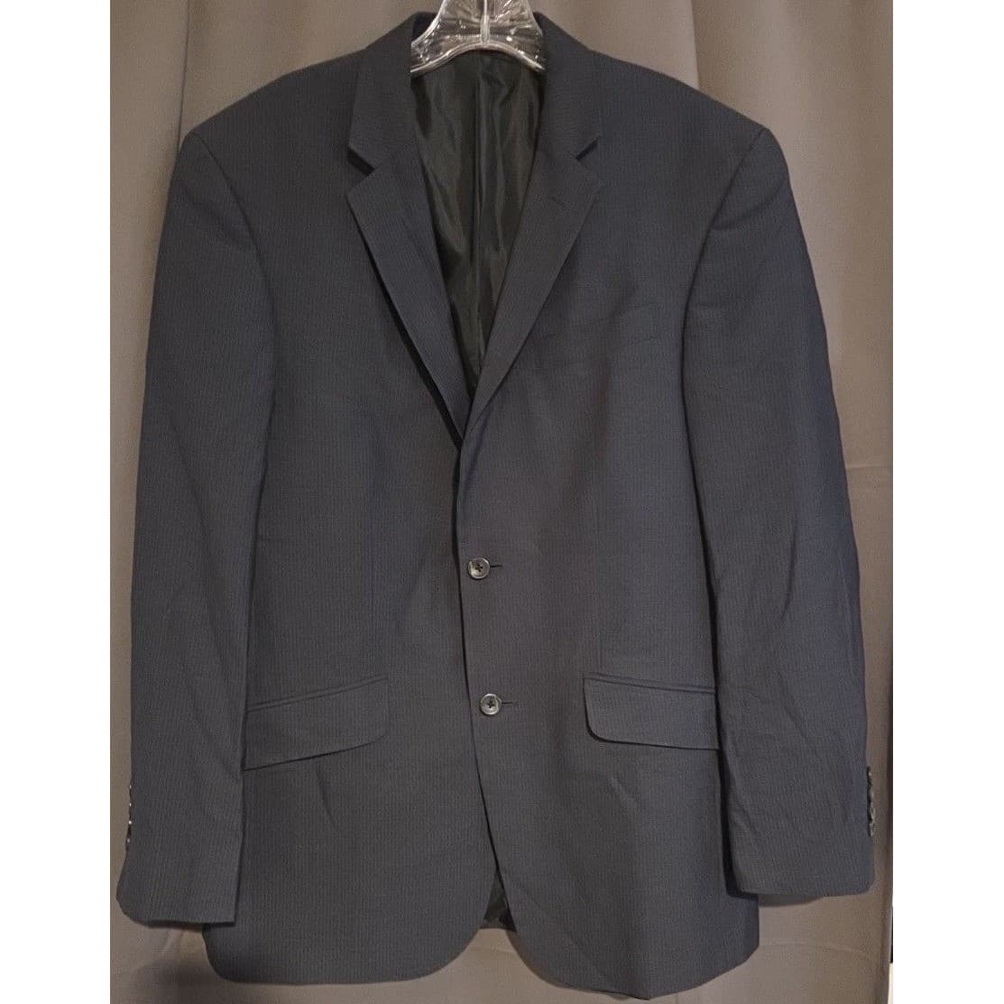 Kenneth Cole Reaction Navy Blue Pinstripe 2-Button Blazer, Men's 42R Sport Coat - Thumbnail 2