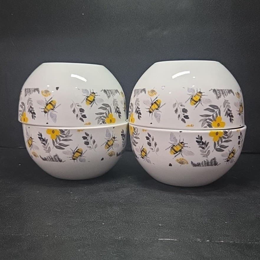 Royal Norfolk Spring Bee Cereal Bowls, Set of 4, Vintage Style Dishware - Thumbnail 2